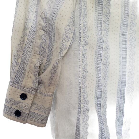 Bauer Factory Embroidered Button Front Mens Top Sz Large Paisley Stripe Western - Picture 9 of 10